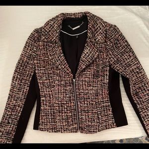 WHBM tweed jacket, black, gray, pink, size 8